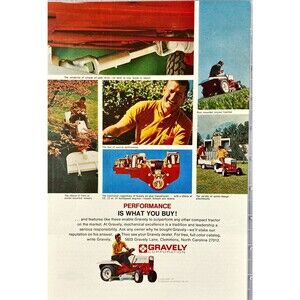 Gravely Compact Tractor "Performance Is What You Buy!" Vintage Print Ad 1969